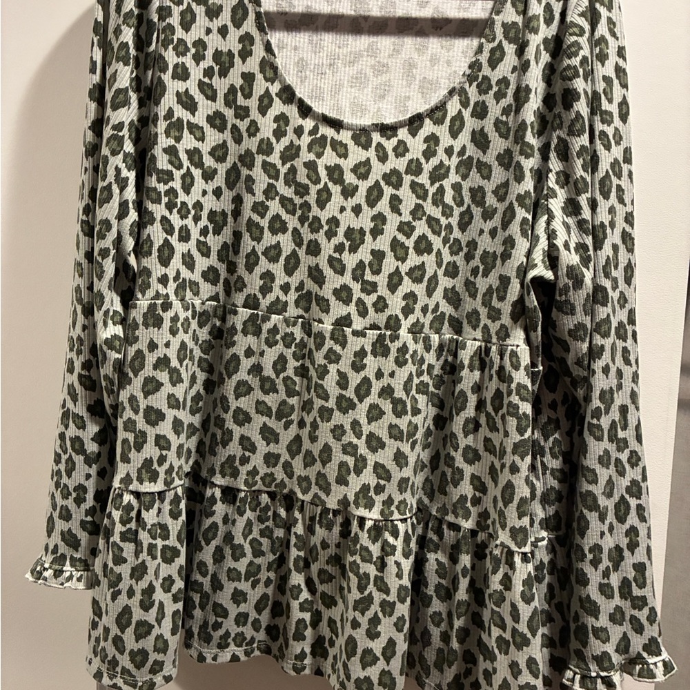 Leopard Print Tiered Women Top